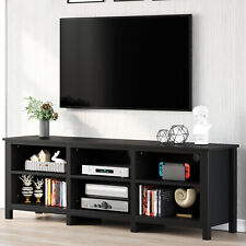 DIY TV Stand Cabinets 6 Open Storage Shelves for 80 inch TV Entertainment Center