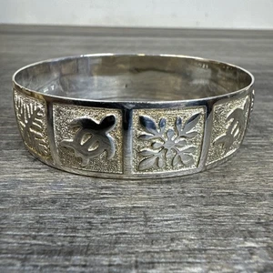 Vintage Sterlingsilber Hawaii Erbstück gesteppter Armreif Armband Meeresschildkröte Hawaii - Bild 1 von 8