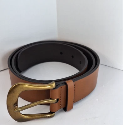 Cinturón de cuero Lauren Ralph Lauren para mujer talla grande marrón hebilla de latón preppy Foto 1 de 4