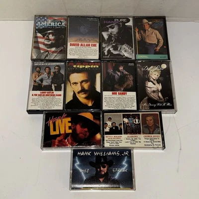Vintage Country Cassette Lot Hank Jr, Dolly Parton, George Strait, Coe, Gatlin Foto 1 de 4