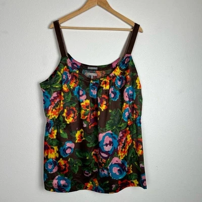 Old Navy Tank Top Camisole Size 3X Multicolor Floral Satin Velvet Strap Bohemian - Image 1 of 4