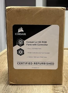 Corsair LL120 RGB Fans w/ Controller 3 pack Certified NIB - Photo 1/4
