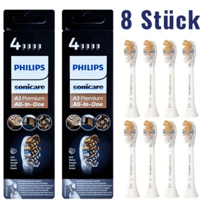 8er Pack Zahnbürstenköpfe Phillips Sonicare A3 Premium All In One HX9096/10 Weiß - Picture 1 of 1