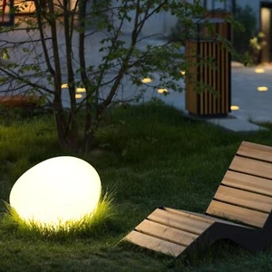 Solar RGBW Garden Light Cobblestone Shape Pathway light Yard Patio Decor+ Remote - Picture 1 of 15