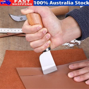 Professional Handmade Leather Cutting Knife Sharping Skiving Tool Wooden Handle - Picture 1 of 10