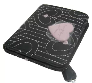 Betsey Johnson Luv Betsey Snap Card/Wallet Black & Blush Heart Stitch Print NWT - Picture 1 of 6
