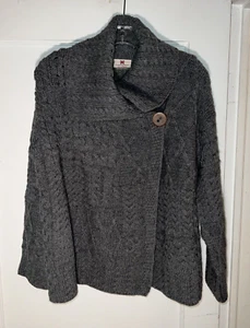 CARRAIG DONN Lana Merino 1 Botón Cárdigan Suéter Gris Talla L d195 - Imagen 1 de 12