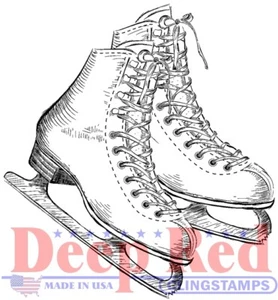 Deep Red Stamps Ice Skates Rubber Cling Stamp - Picture 1 of 3