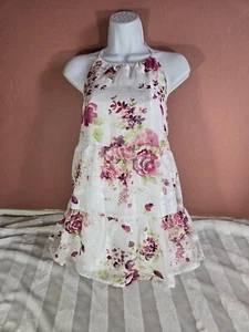 The Childrens Place Girls White Pink Rose Floral Tiered Halter Dress L 10 12 NWT - Picture 1 of 10