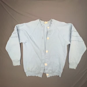 Vintage Fruit of the Loom Sweater Womens Large Heart Button Cardigan 90s USA - Picture 1 of 8