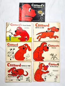 7 Vtg Clifford Red Dog Paperback Books Halloween Good Deeds Tricks Hollywood 70s - Picture 1 of 22