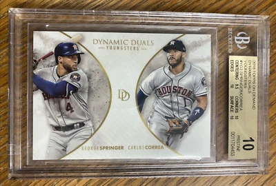 CARLOS CORREA  SPRINGER 2018 TOPPS ON DEMAND DYNAMIC DUALS BGS PRISTINE 10 POP 1 - Image 1 of 2