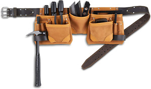 Classic Leather Tool Apron, Crafted from Top-Grain Leather, Premium Tool Belt wi
