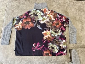 ZARA W&B Collection Women’s Grey Floral Turtle Neck Top size S - Picture 1 of 4