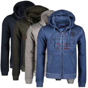 Geographical Norway felpa uomo cappuccio GERGEN full zip ricamo logo 2 tasche - Picture 1 of 20
