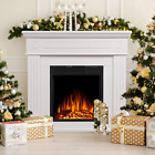 Electric Fireplace Mantel Package Wooden Surround Firebox TV Stand Free Standing