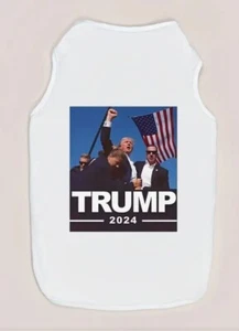 NEW TRUMP MAGA FIGHT 2024 Pet Shirt WHITE Tank Top Pet Clothing For Dogs SZ 5XL - Picture 1 of 5