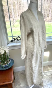 FREE PEOPLE Boho Duster L NEW Long Open Jacket Linen Natural Rustic Minimalist - Picture 1 of 16