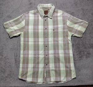 Camicia Reef con bottoni uomo grande a quadri verde marrone tasca 100% cotone - Foto 1 di 12