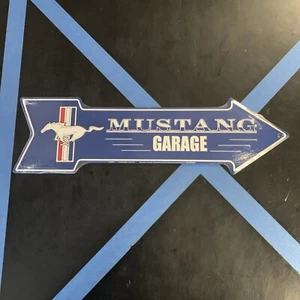 MUSTANG GARAGE 20" X 6" METAL EMBOSSED ARROW SIGN FORD GT PONY MAN CAVE GARAGE - Picture 1 of 3