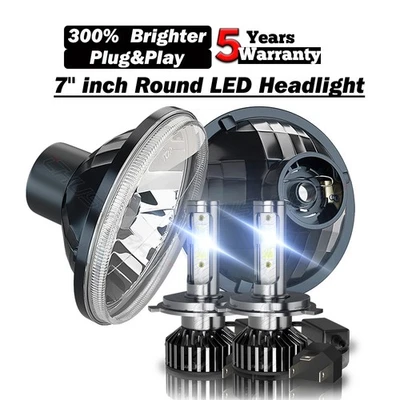 fit Freightliner Century Class 7inch Round LED Headlights Hi/Lo Beam Light Pair - Image 1 of 4