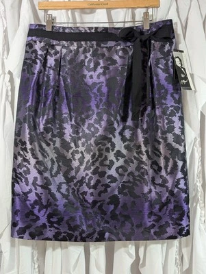 Peter Nygard Беатрис/черный ночь фиолетовый омбр леопард юбка с подкладкой и подпоясанный Sz12 - Изображение 1 из 4