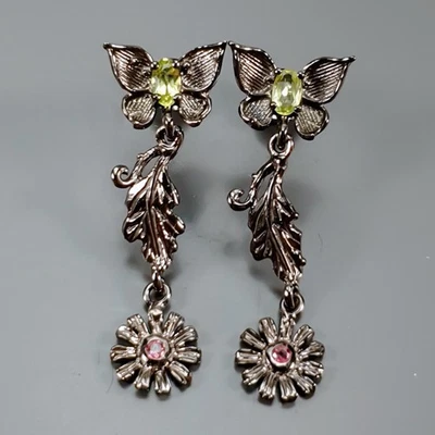 Handmade Natural Peridot Earrings 925 Sterling Silver /E129400 - Image 1 of 4