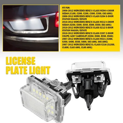 2x Bombillas LED de matrícula blancas sin error para Mercedes Benz W204 W212 W221 Foto 1 de 4