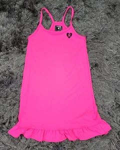 Hurley Dress Girls Medium 10-12 Pink Sleeveless Ruffle Hem Surf Skate Stretch - Picture 1 of 14