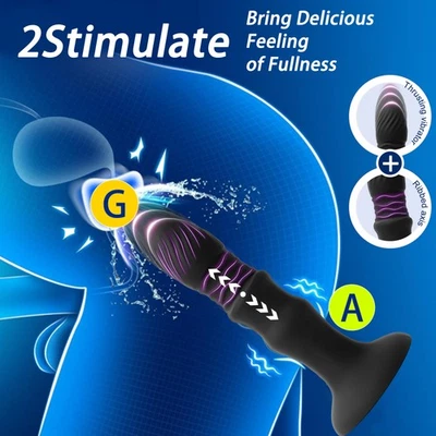 For Men Women Thrusting Anal Butt Plug Dildo Vibrator Prostate Massager Sex Toys - Image 1 of 4