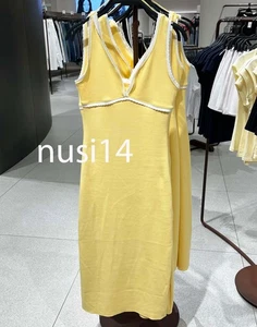 ZARA NUEVO VESTIDO LARGO MUJER TIRAS AJUSTADO MIDI CONTRASTE AMARILLO S,M,L 5584/136/300 - Imagen 1 de 2