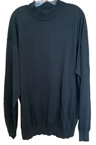 Tulliano Herren Größe XLT groß Seidenmischung schwarz enger Strickpullover Rundhalsausschnitt - Bild 1 von 7