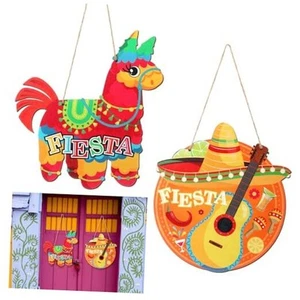 2 Pcs Mexican Fiesta Decorations Cinco De Mayo Door Sign Mexican Sombrero - Picture 1 of 8
