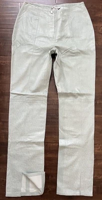 NUEVO CON ETIQUETAS PAOLO SANTINI Pantalones Vintage Avestruz Y2K 100% Cuero Abertura Recta Retro 8 Foto 1 de 4