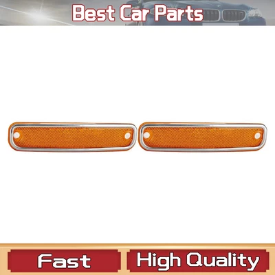 Pair Amber Side Marker Lights w/ Trim For 1973-1980 Chevy & GMC Truck - Image 1 of 3