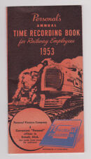 1953 PERSONAL'S ANNUAL TIME RECORDING BOOK FOR RAILWAY EMPLOYEES FINANCE EXC!!