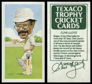 Clive Lloyd - Texaco Trophy Cricket 1984 Card - Picture 1 of 1