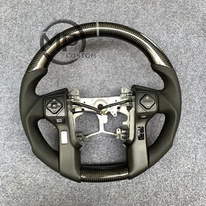 Real carbon fiber Flat bottom Steering Wheel for 4RUNNER TUNDRA TACOMA 2015-2022 - Picture 1 of 9