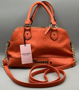 Juicy Couture Deboss Orange Red Satchel Shoulder Handbag Crossbody Bag Purse - Picture 1 of 9