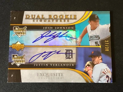 2006 Exquisite JUSTIN VERLANDER Josh Johnson ⚾ DUAL ROOKIE Signatures Auto RC/30 - Image 1 of 2