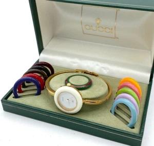 Gucci Change Bezel 12 Farben Gold Dial Damenuhr Boxed On Operation Auf Lager - Bild 1 von 7