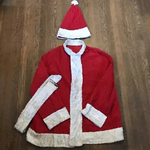 Vintage 50s Santa Claus Suit Men Jacket & Hat Outfit Costume Christmas Corduroy - Picture 1 of 23