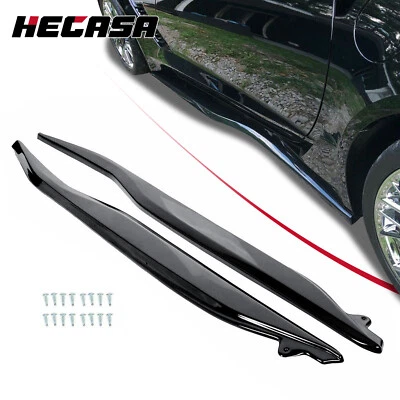 For 2014-19 Chevrolet Corvette C7 Side Skirt Z06 Style Rocker Panels Gloss Black - Image 1 of 4