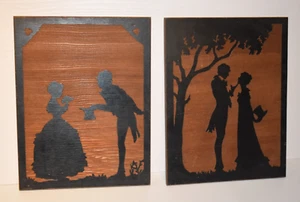 Geätzte Handarbeit voller Holz Silhouette Vintage 8,5 x 11 Zoll - Bild 1 von 5