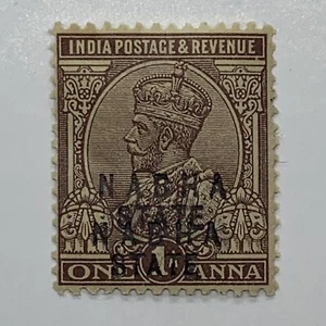 1924 INDIA NABHA STATE STAMP SG#59 WITH DOUBLE OVERPRINT ERROR, KING GEORGE V - Picture 1 of 3
