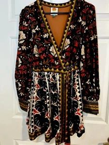 FARM RIO NWOT Tapestry Garden V-Neck Wrap Mini Dress, Multicolor, XL. Boho. - Picture 1 of 14