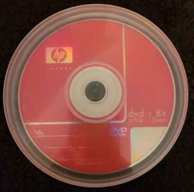 HP invent DVD-R 8x 4.7Gb Data / 120min Video Red 25 disc pack - NEW - Image 1 of 3