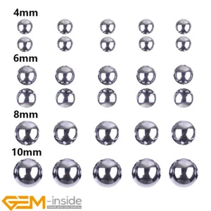 AAA Grade Silver Gray Terahertz Round Spacer Loose Beads for Jewelry Making 15" - Picture 1 of 35