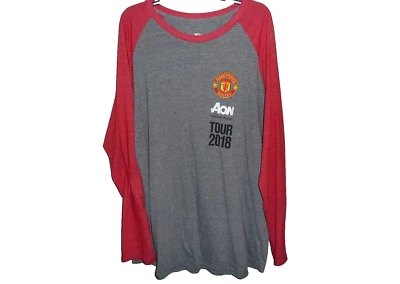 Mens Fanatics Manchester United Gray Red Long Sleeve T Shirt 3XL Mint Quick Ship - Image 1 of 4