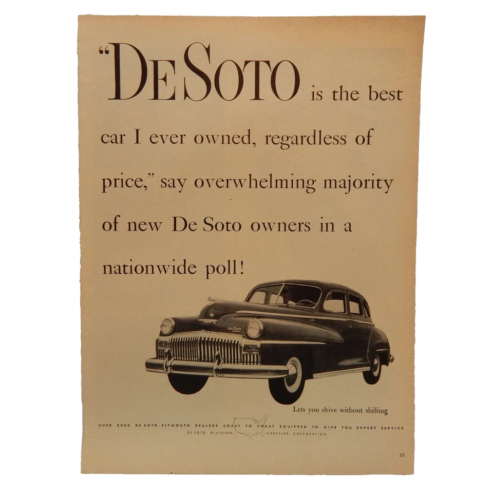 DESOTO CUSTOM DELUXE 1947 ANUNCIO BLANCO Y NEGRO Foto 1 de 1